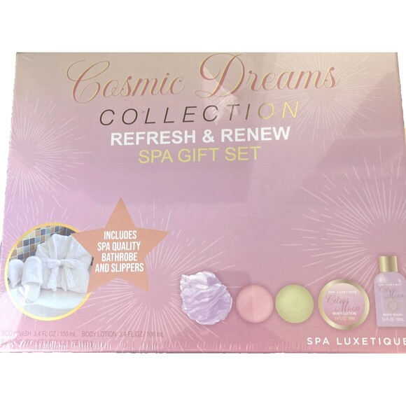 Spa 7 pc Gift Set Women Luxetique Bathrobe,Slippers,Body Wash,Bombs & Lotion NEW - Picture 2 of 9